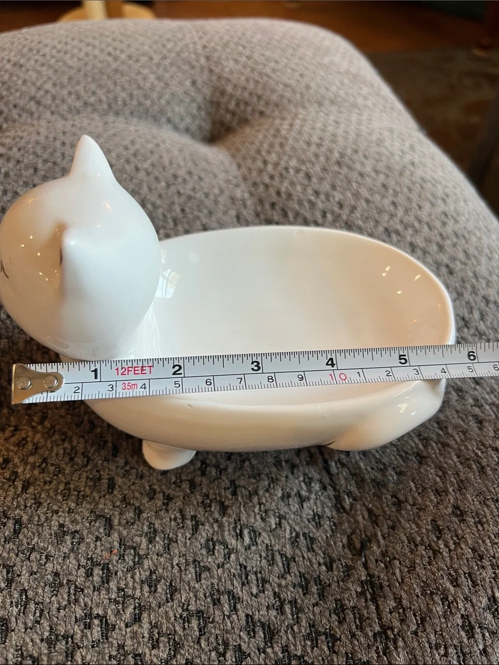 Pier 1 Ceramic Cat Soap Dish in White and Gold